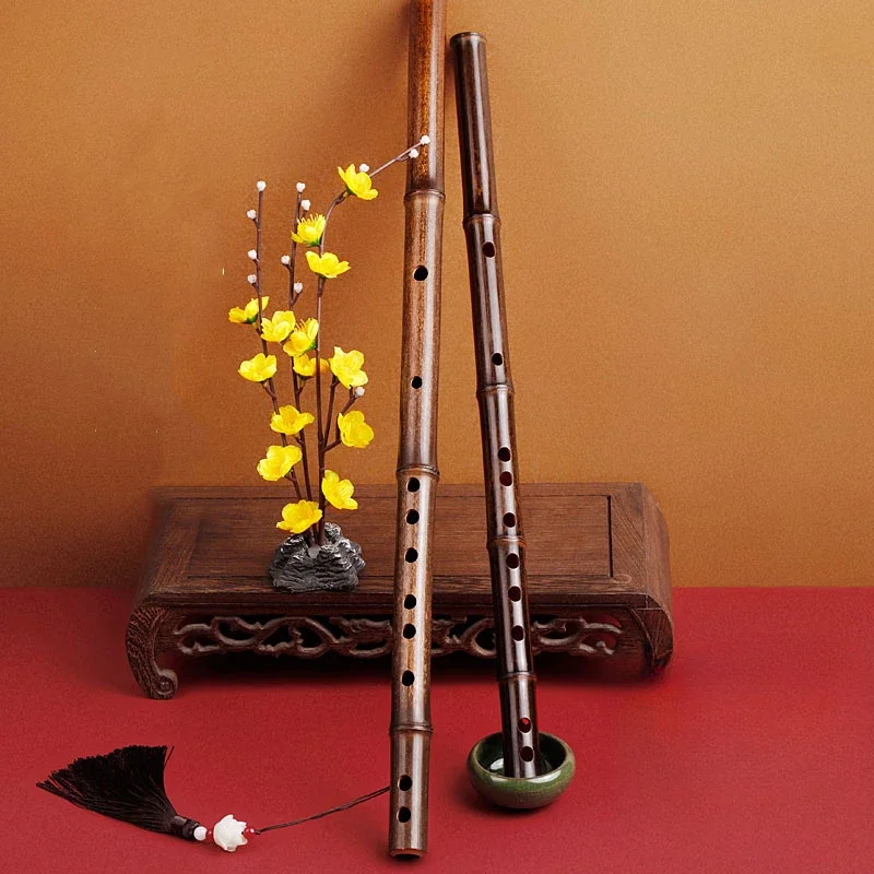 Shakuhachi Bamboo Flute - Instrumen suling bambu ungu dewasa, instrumen